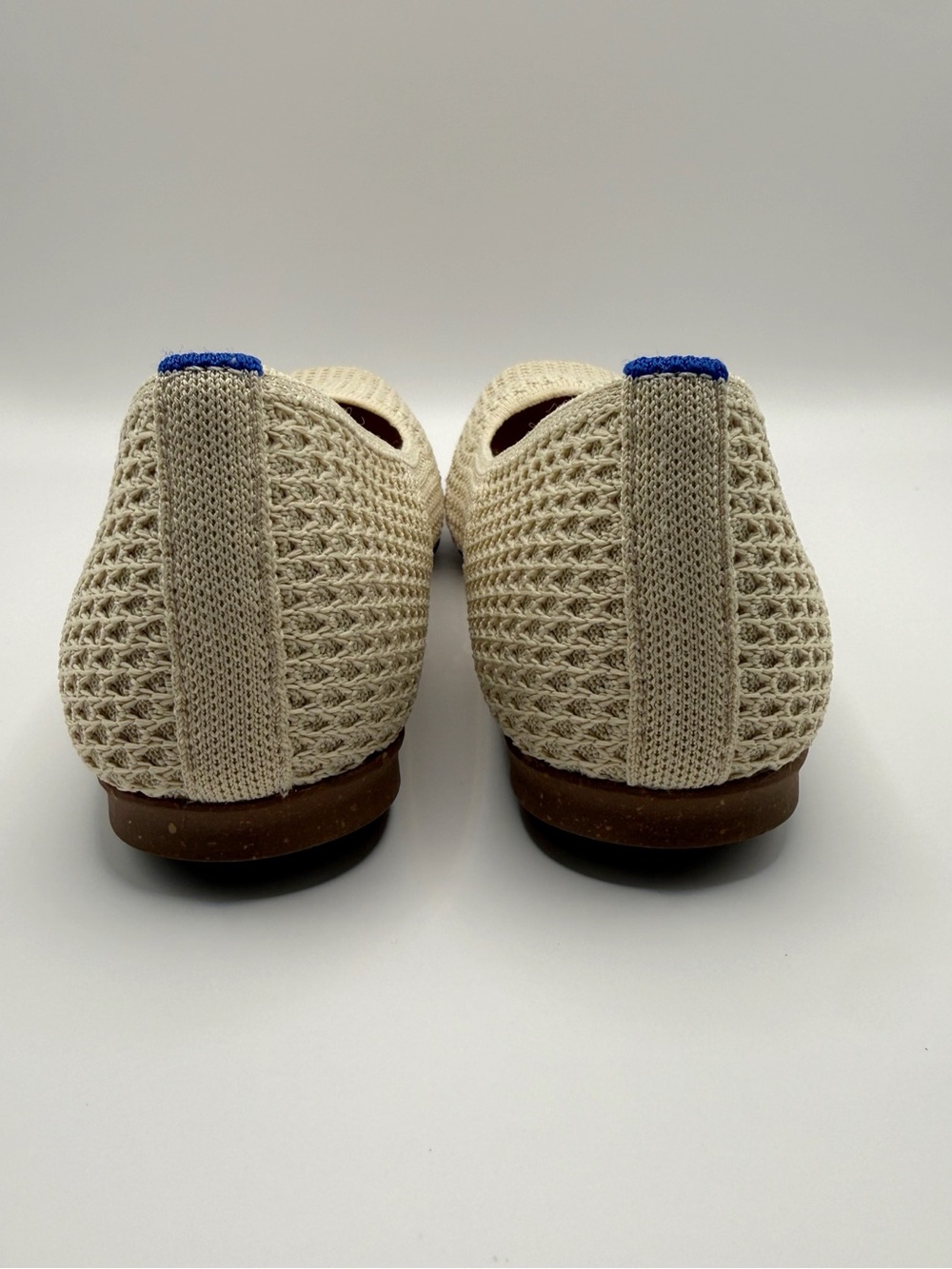 Rothy's The Max Square Off White Mesh Ballet Flats Ivory Perforated Knit Shoes 8 - Picture 11 of 14